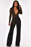 New women's ebay V-neck sequin stitching slim fit jumpsuit