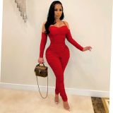 Women's jumpsuit sexy tube top long-sleeved suspender jumpsuit shrink winter