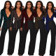 New women's ebay V-neck sequin stitching slim fit jumpsuit