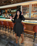 Women's sexy V-neck split blouse pit strip two-piece suit
