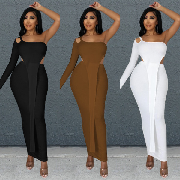 Women's single-sleeve strapless asymmetric fashion sexy skirt suit