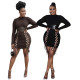 Lace-up leather stitching solid color fashion women's dress