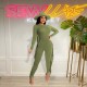 Women's high quality brushed fabric cute side tassel jumpsuit