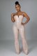 Sexy tube top V-neck one-piece wide-leg pants women's fashion sequined nightclub style