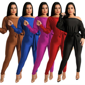 New style hot sale solid color one-shoulder sexy lace-up fashion women's clothing