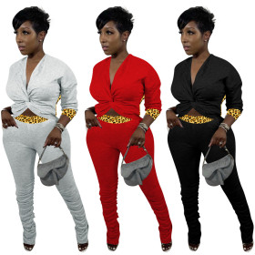 Women's Leopard Print Stitching Fashion Casual Suit