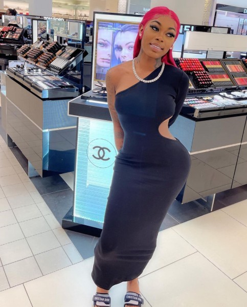 Nightclub asymmetrical slanted shoulder solid color sexy hole dress
