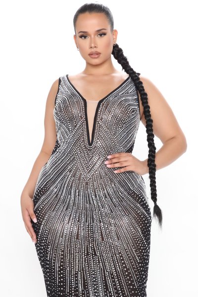 Fashion sexy sling V-neck perspective split hip dress new