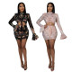Fashion sexy hollow strap horn cuff bag hip sequin dress