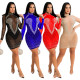Fashion sexy perspective long-sleeved hot rhinestone bag hip show figure dress winter new style