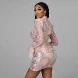 Fashion sexy hollow strap horn cuff bag hip sequin dress