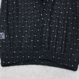 Fashion round neck velvet stitching mesh top with sexy slim pencil pants women's two-piece suit