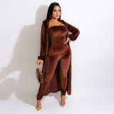 Fashion casual winter new two-piece jacket + jumpsuit without belt