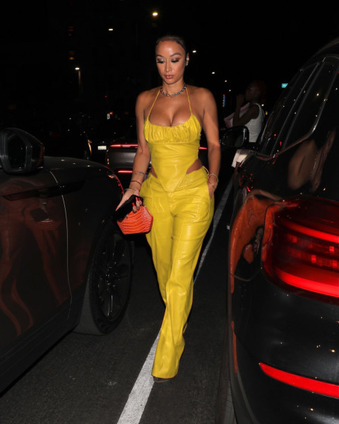 Sexy tight PU leather pants suit with waist strap top two-piece 2022 new