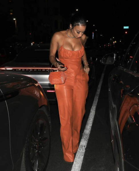 Sexy tight PU leather pants suit with waist strap top two-piece 2022 new