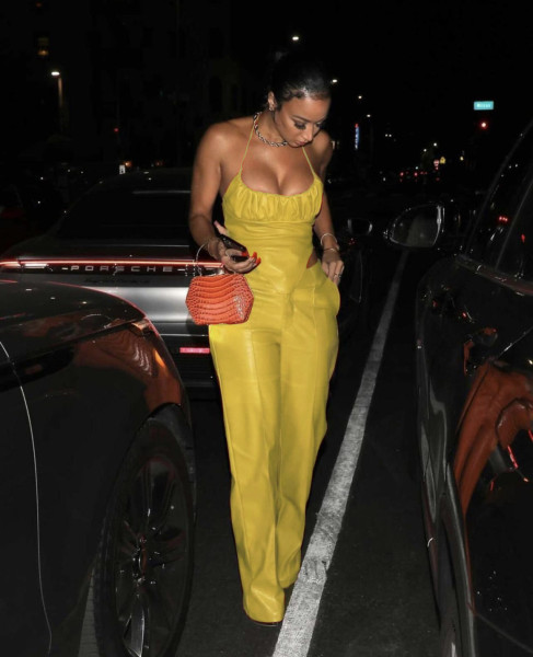 Sexy tight PU leather pants suit with waist strap top two-piece 2022 new