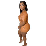 Ladies PU Leather Suit Waist Tethered Leather Pants Leather Two-piece Suit 2021 New
