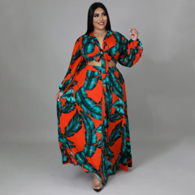 Sexy fashion digital printing fashion style big swing skirt plus size skirt suit
