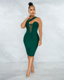 Sexy fashionable mesh stitching invisible zipper dress
