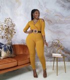 Female Slim Sexy Big V-neck Off-the-shoulder Thread Hole Strip Stretch Solid Color Jumpsuit