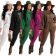 Letter hot melted solid color drop shoulder puff sleeves two-piece fashion women's suit