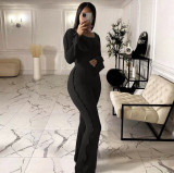 Women's sexy solid color pit strip horn two-piece suit
