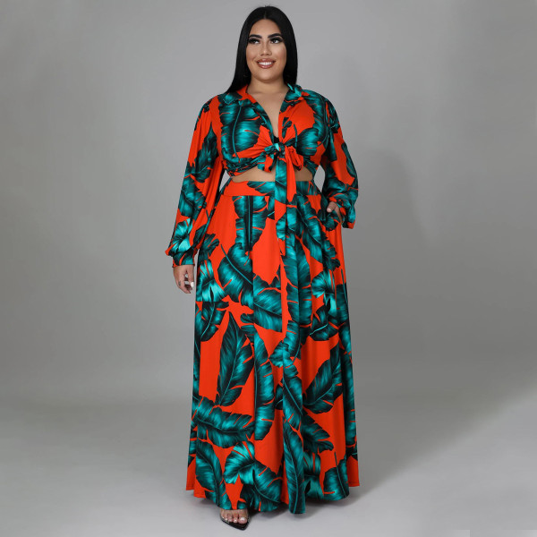 Sexy fashion digital printing fashion style big swing skirt plus size skirt suit