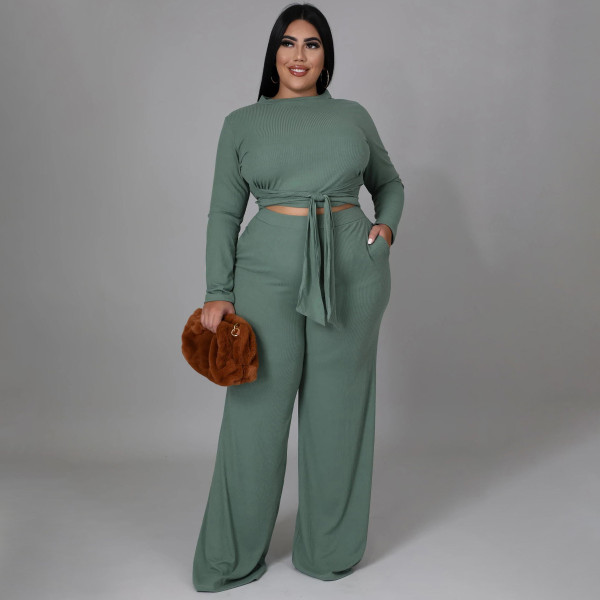 Women's high elastic crater round neck tie, solid color, high waist, thin sexy two-piece suit