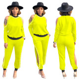 Women's autumn and winter new hollow nail pearl strapless sexy fashion two-piece suit