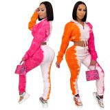 Fashion women's autumn and winter new gradient color leisure sports two-piece suit