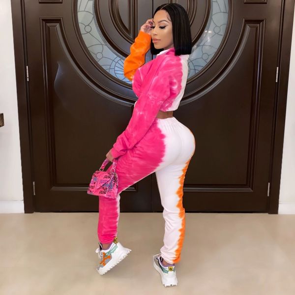 Fashion women's autumn and winter new gradient color leisure sports two-piece suit