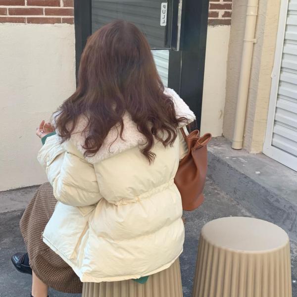 Korean version of the navy fur collar down jacket women's 2021 new winter thick and warm design feels thin bread jacket