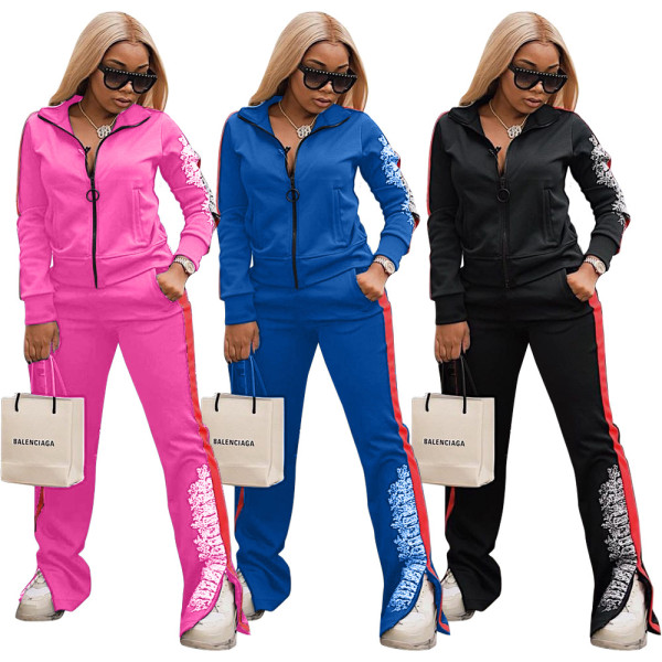 Women's fashion personality printing sexy casual two-piece suit