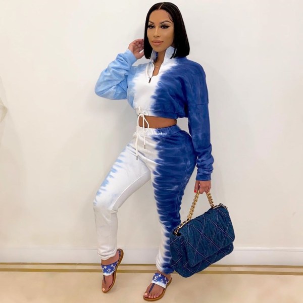 Fashion women's autumn and winter new gradient color leisure sports two-piece suit
