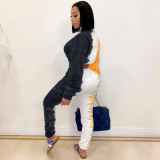 Fashion women's autumn and winter new gradient color leisure sports two-piece suit