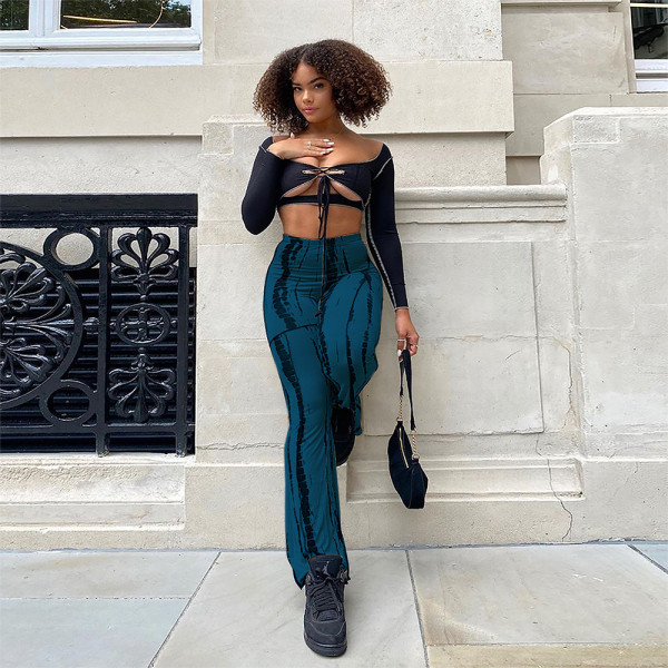 Sexy flared hem spotted printed casual pants (top not included)