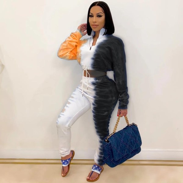 Fashion women's autumn and winter new gradient color leisure sports two-piece suit
