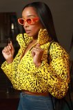 Winter fashion new style long-sleeved zipper cardigan with stand-up collar warm printing casual cotton jacket F186-1