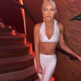 Women's winter new style halter neck strap bra open back high waist skinny sports trousers suit