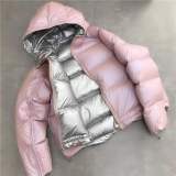 New big hair fox fur down jacket female collar double-sided wear net red shiny silver pink coat female short