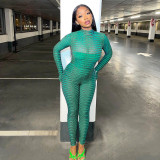 Women's 2021 winter new sexy slim round neck back invisible zipper jumpsuit women