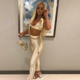 Women's winter new style halter neck strap bra open back high waist skinny sports trousers suit