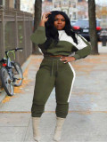 New fashion casual sweater stitching sports two-piece suit