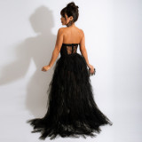 Sexy European and American Perspective Mesh Lace Wrapped Dress