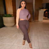 Sexy casual stitching button two-piece nightclub clothes