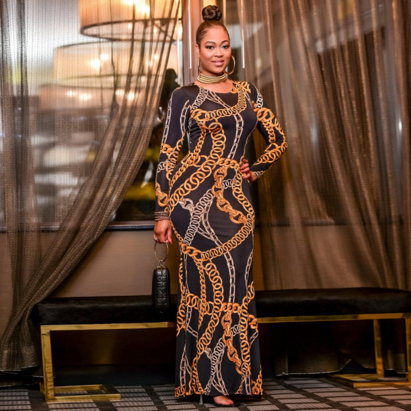 Sexy print dress nightclub outfit