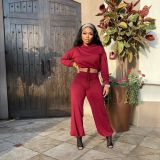 Fashion casual hooded tie band loose two-piece suit