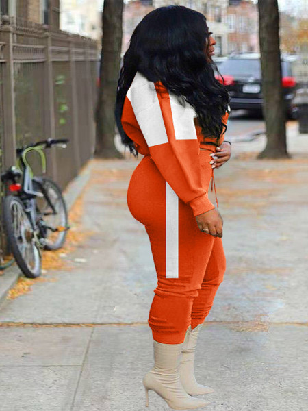 New fashion casual sweater stitching sports two-piece suit