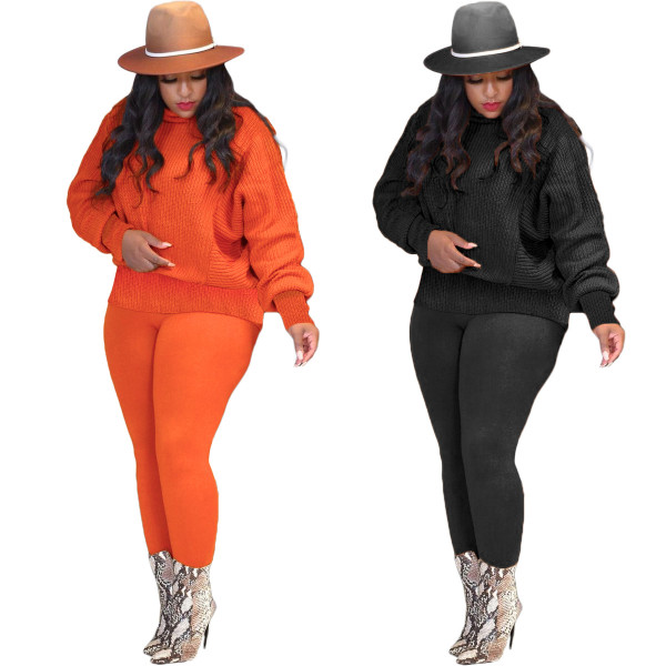 Fashion Turtleneck Sweater Suit Knitted Tights