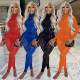 Women's fashion casual knitting hole 4-color two-piece suit